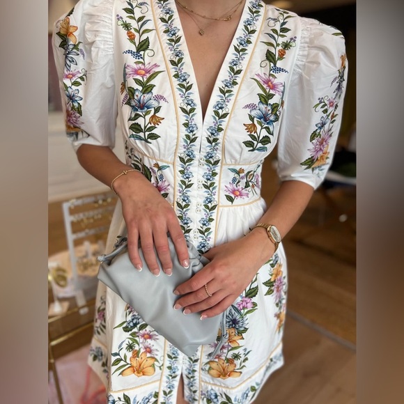 FARM Rio Off-White Sweet Bloom Dreamscape Organic Cotton Mini Dress - Picture 2 of 9